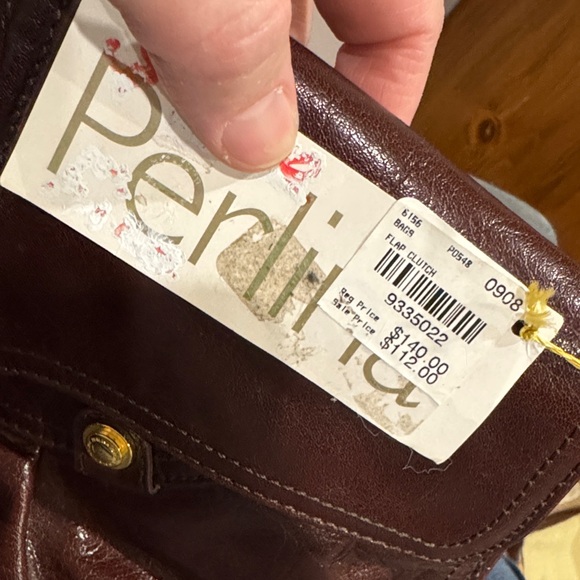 Perlina Leather Clutch with Gold Accents - Picture 6 of 11